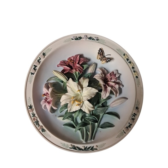 The Bradford Exchange Other - THE LILY GARDEN Plate Lena Liu's Beautiful Gardens #4.  3D Lillies And Butterfly